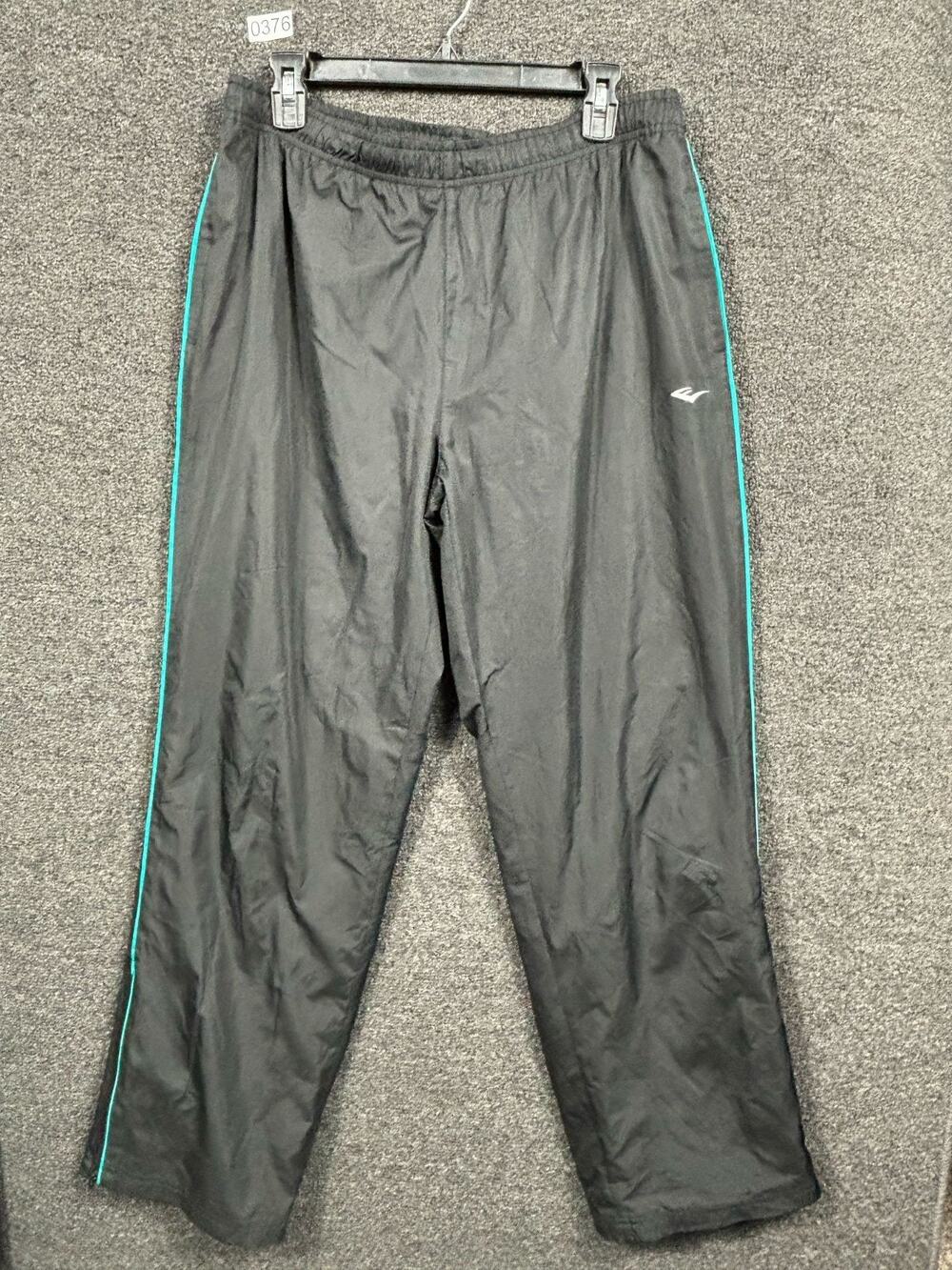 Everlast Athletic SweatPants  Black Lined W/Blue Side Stripe AthleisureWomens L